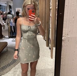 WILFRED Mini  Bellow Dress Sage Frost Green Floral 4 Small Bustier Style Aritzia